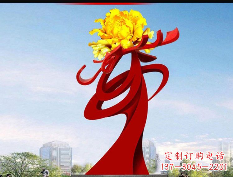 泰州不锈钢城市大型牡丹花雕塑设计图
