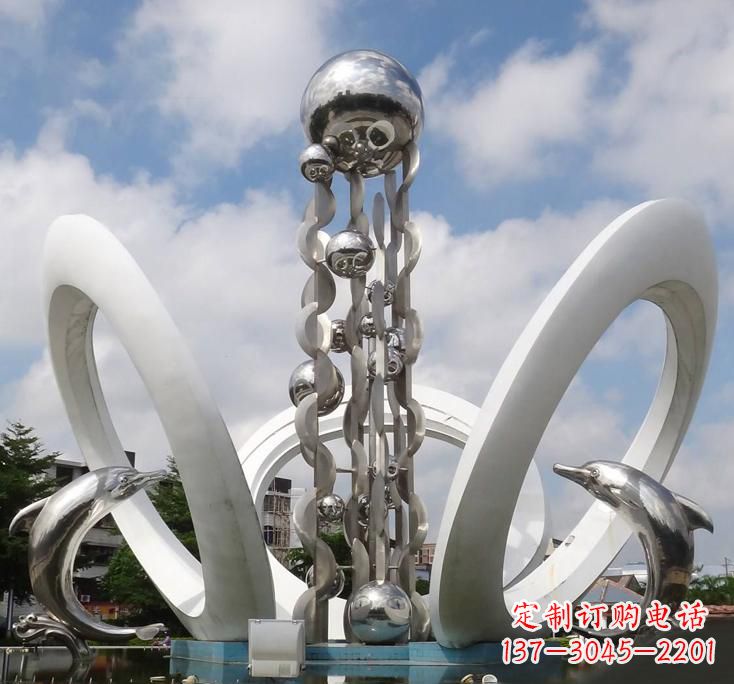 泰州不锈钢城市艺术海豚雕塑美丽的海洋守护者