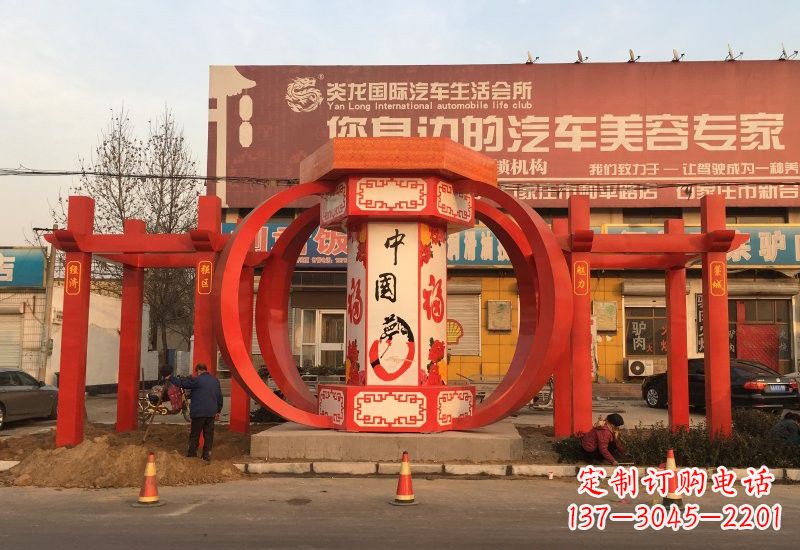 泰州不锈钢灯笼雕塑——中国梦的象征