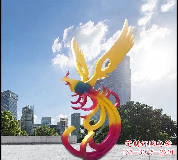 泰州绚丽多彩的不锈钢凤凰雕塑