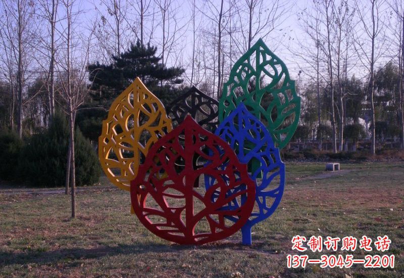 泰州精美不锈钢树叶雕塑