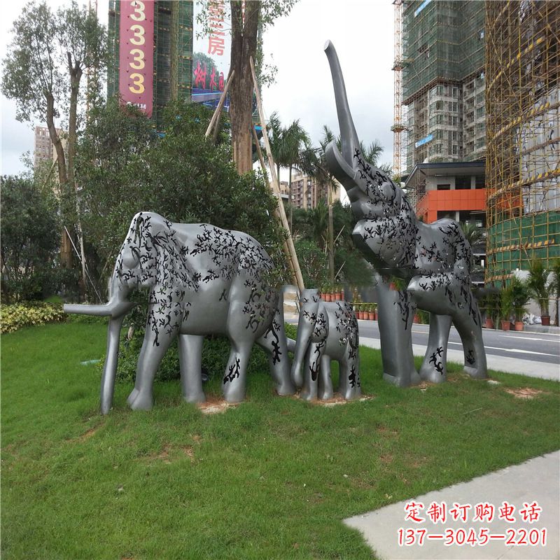 泰州不锈钢大象雕塑小区园林的精美装饰