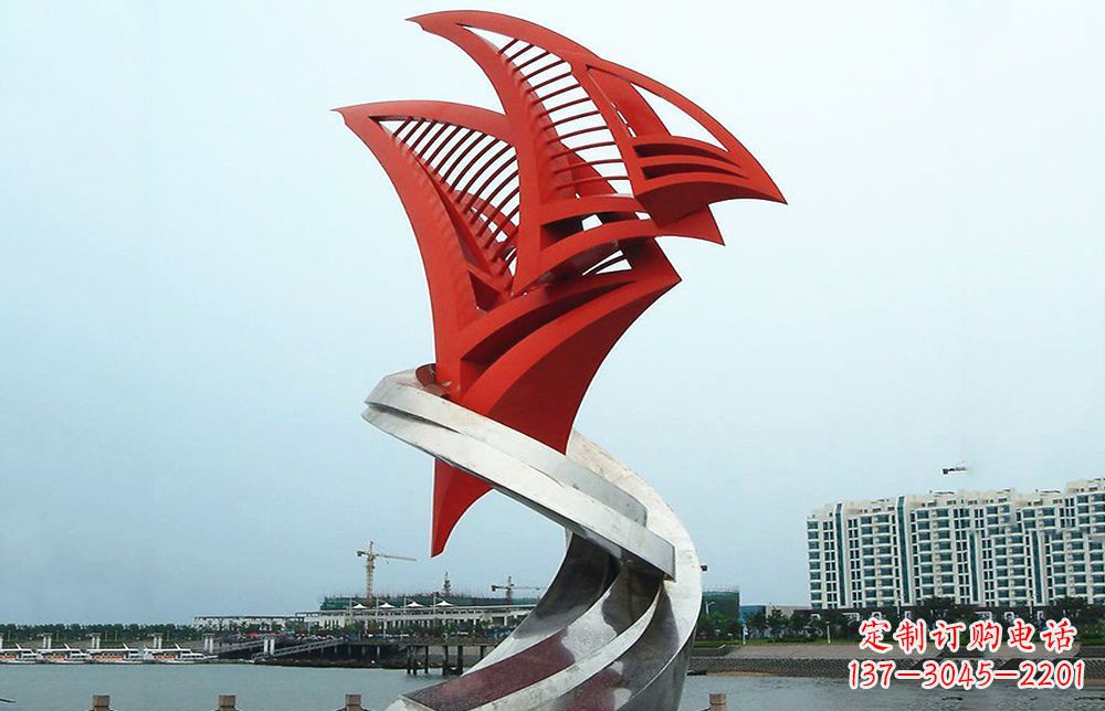 泰州海洋之舟——不锈钢抽象帆船海边景观雕塑