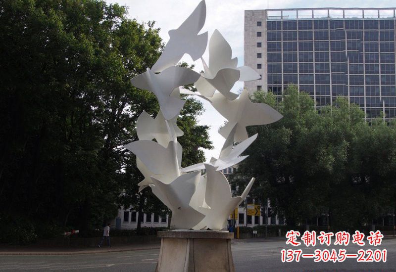 泰州美丽而宁静的不锈钢和平鸽雕塑