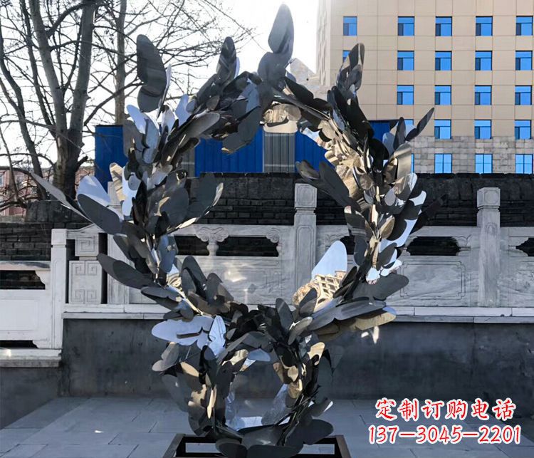 泰州不锈钢蝴蝶花环景观雕塑