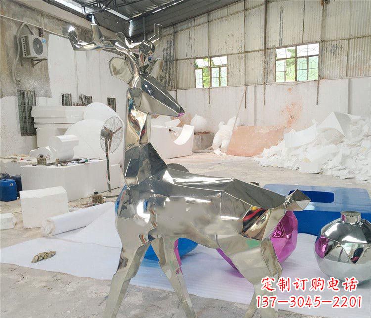 泰州不锈钢抽象几何梅花鹿动物雕塑