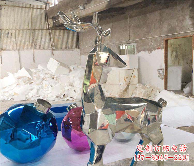 泰州不锈钢抽象几何梅花鹿雕塑