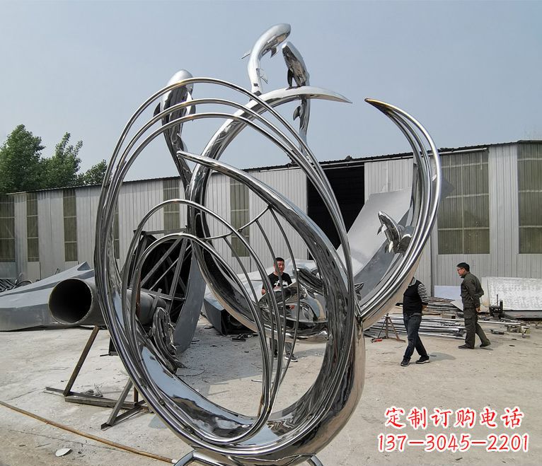 泰州不锈钢抽象鲤鱼跃龙门雕塑