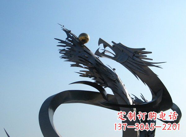 泰州不锈钢抽象龙动物雕塑 (2)