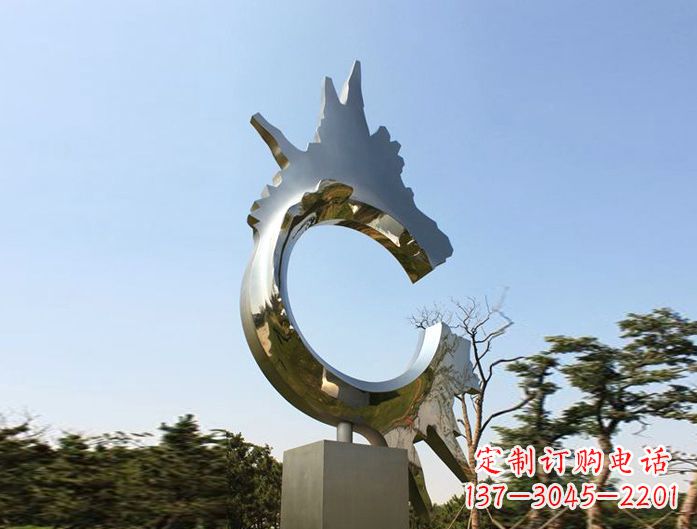 泰州不锈钢抽象龙头雕塑
