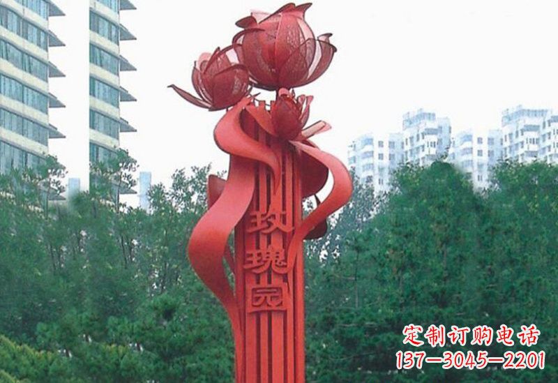 泰州不锈钢玫瑰雕塑精美而优雅