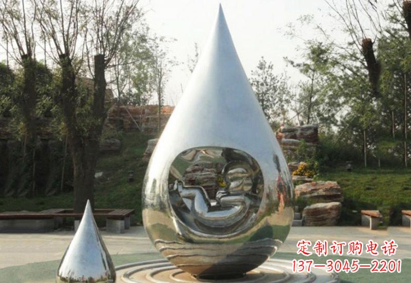 泰州不锈钢水滴雕塑缔造生命之源