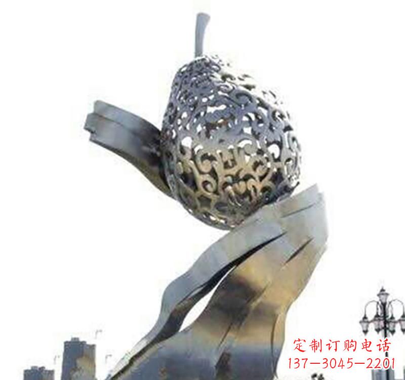 泰州不锈钢梨雕塑艺术结合精美外形