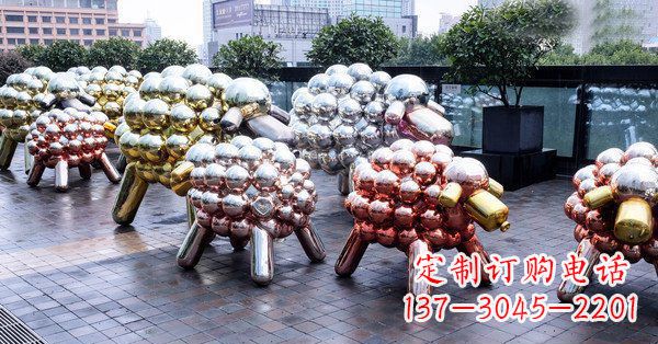 泰州不锈钢动物雕塑——小羊肖恩动物广场