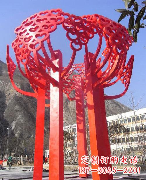 泰州不锈钢抽象心形树叶大树雕塑