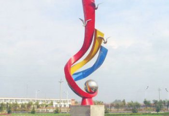 泰州不锈钢彩色海鸥海浪雕塑——美丽传承