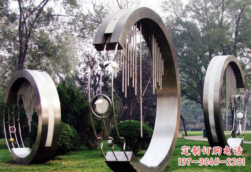 泰州不锈钢圆环雕塑——聆听之美