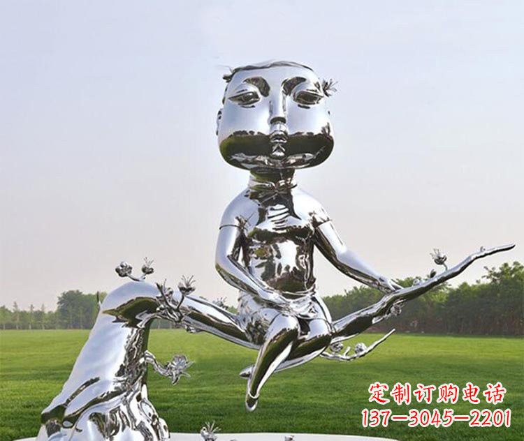 泰州不锈钢树枝上的女孩雕塑