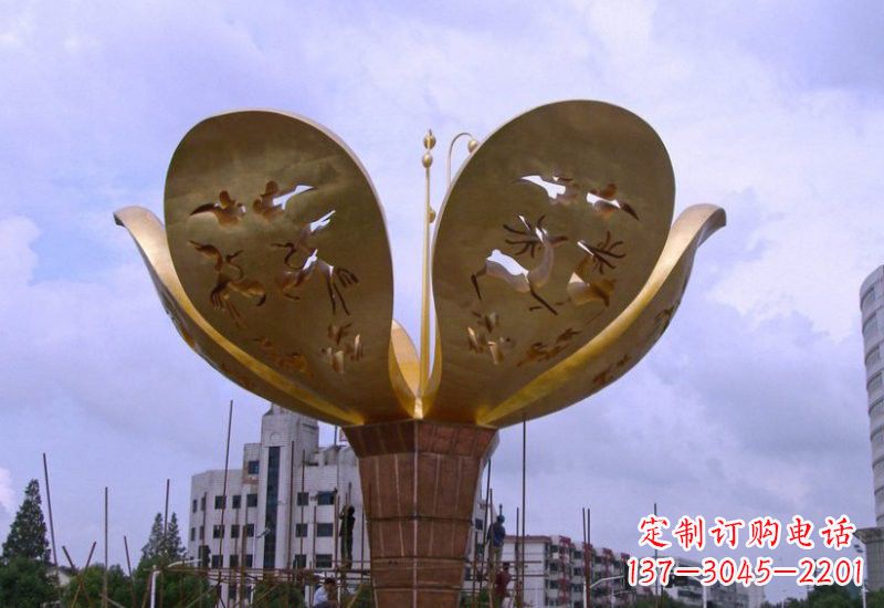 泰州大型不锈钢紫荆花雕塑