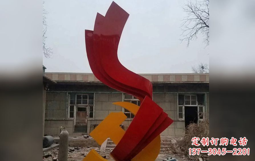 泰州不锈钢党徽雕塑——为共产主义奠基