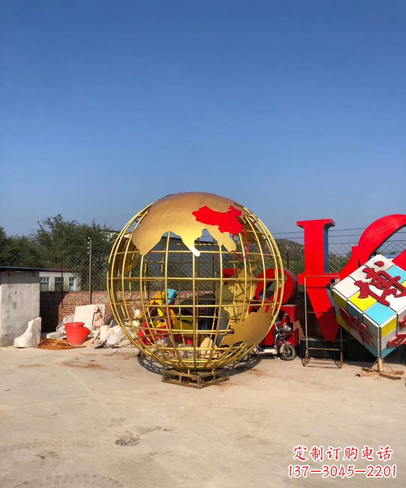 泰州不锈钢地球仪雕塑点缀校园景观