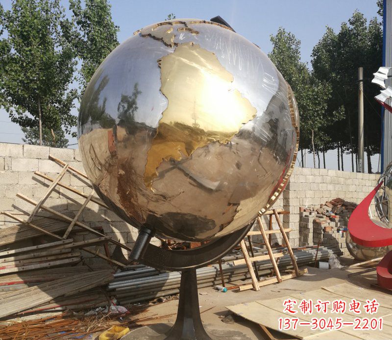 泰州不锈钢地球仪校园中的精美雕塑