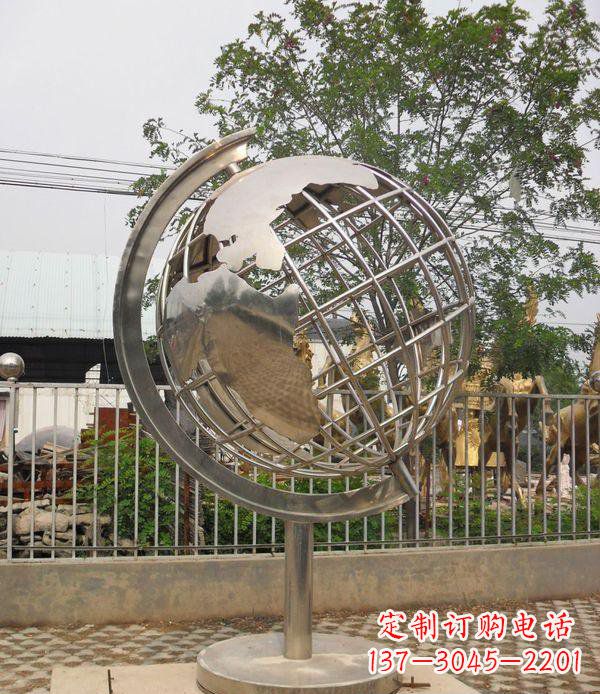 泰州精美不锈钢地球仪雕塑点缀校园美景