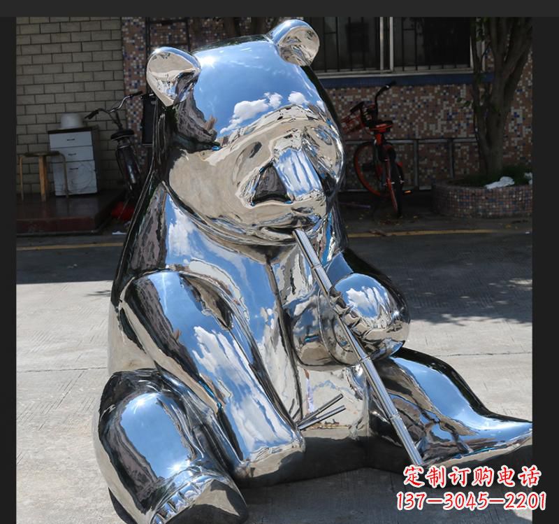 泰州不锈钢动物镜面熊雕塑