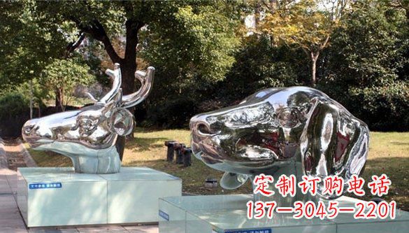 泰州动物十二生肖头像不锈钢雕塑