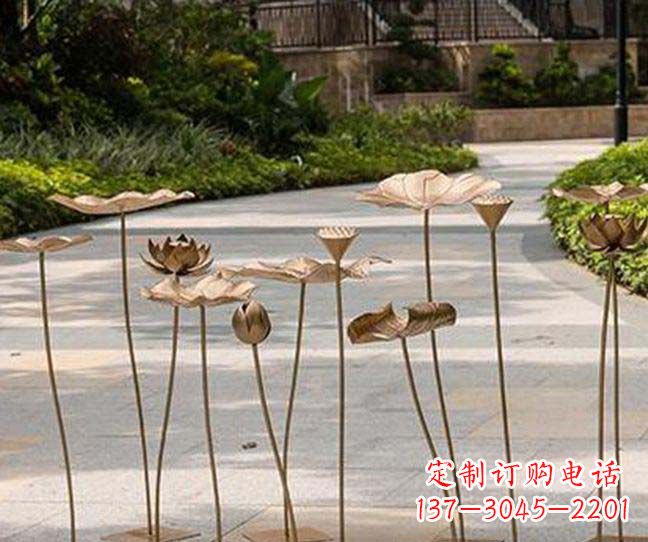 泰州不锈钢锻造荷花装饰雕塑——精美绝伦