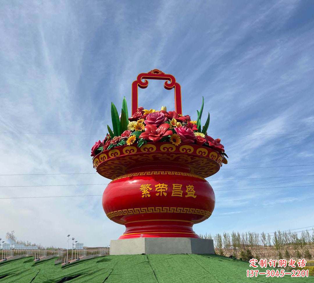 泰州不锈钢花篮雕塑象征繁荣昌盛