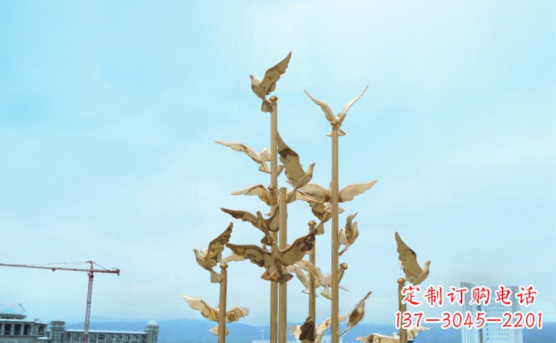 泰州不锈钢飞翔的鸽子雕塑传递自由、和平的美好祝愿
