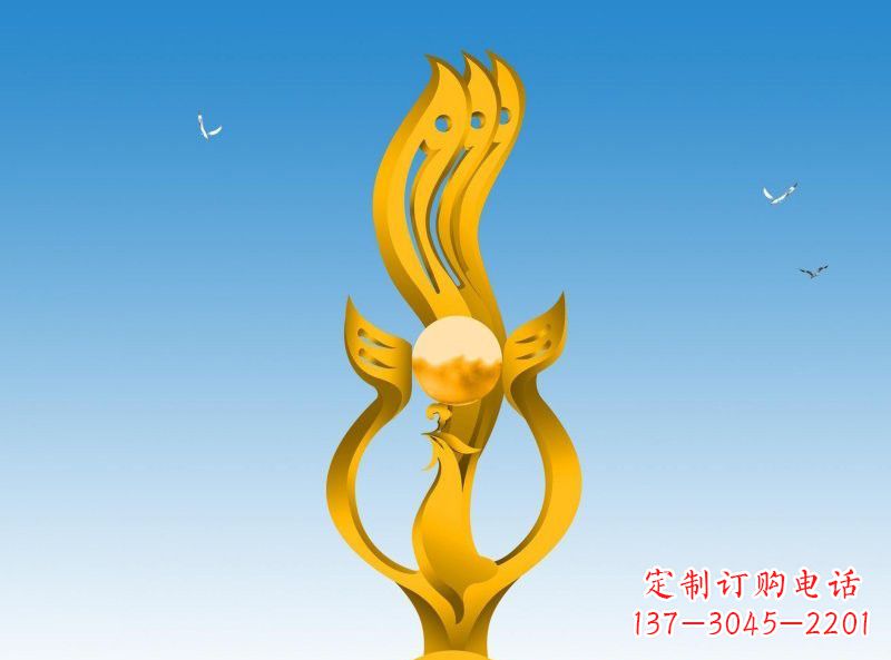 泰州不锈钢凤凰雕塑效果图