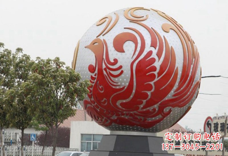 泰州不锈钢凤凰浮雕圆球雕塑精美雕塑把艺术带到生活中