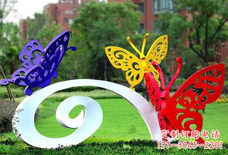 泰州彩色蝴蝶雕塑，点亮不锈钢公园