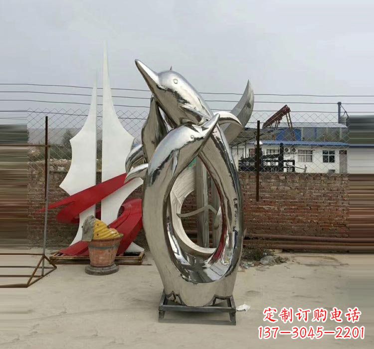 泰州不锈钢海豚雕塑——象征着动物自由的象征