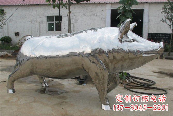 泰州不锈钢公园动物猪雕塑精美雕塑展现完美美学