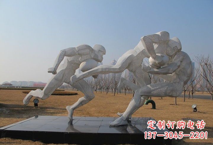 泰州不锈钢橄榄球雕塑传承运动精神