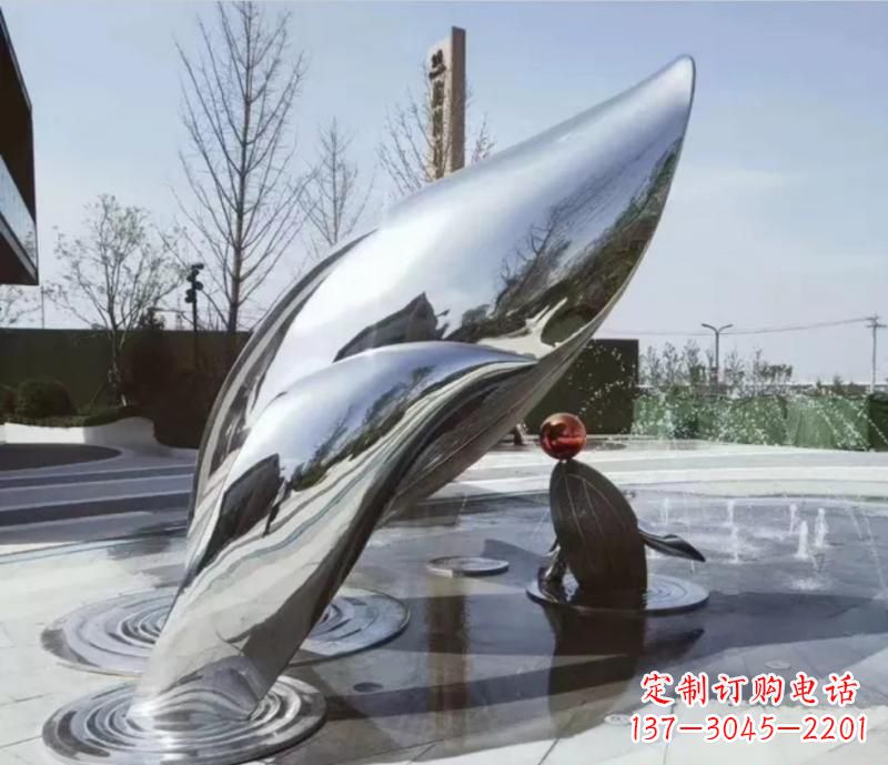 泰州精美不锈钢海豚雕塑