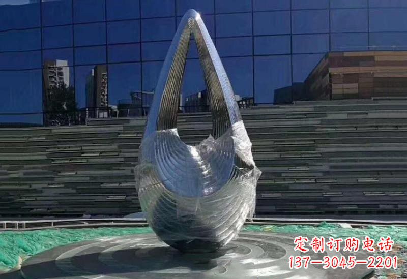 泰州不锈钢空心水滴雕塑美丽的艺术之作