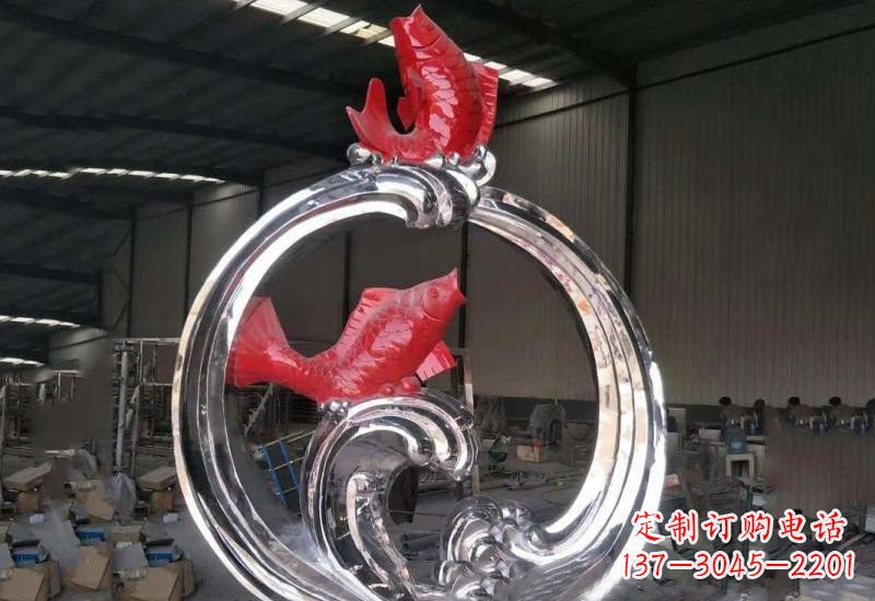 泰州不锈钢跃龙门雕塑——浪漫传奇的见证