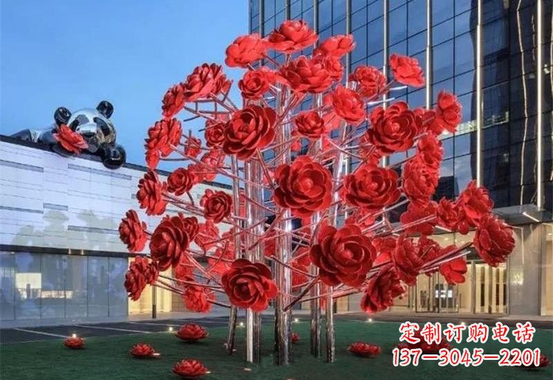 泰州不锈钢公园玫瑰花树雕塑——让玫瑰长驻公园