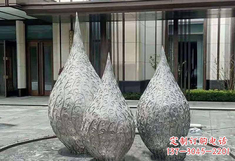 泰州不锈钢镂空水滴雕塑精致美观