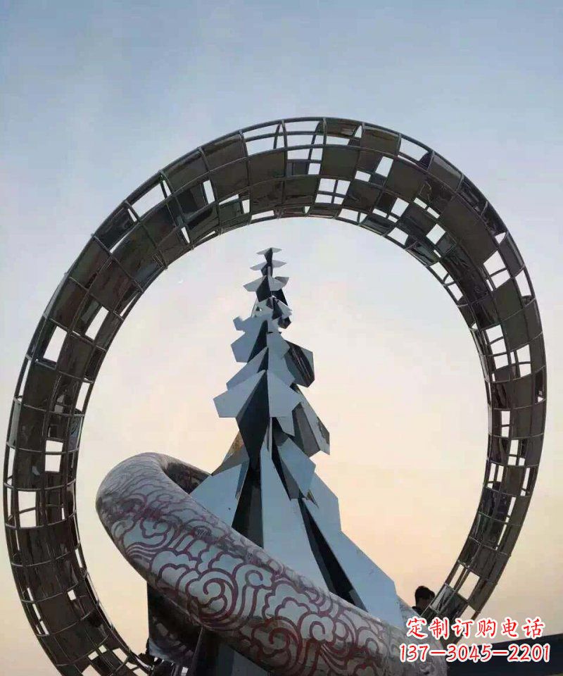 泰州不锈钢松树祥云雕塑