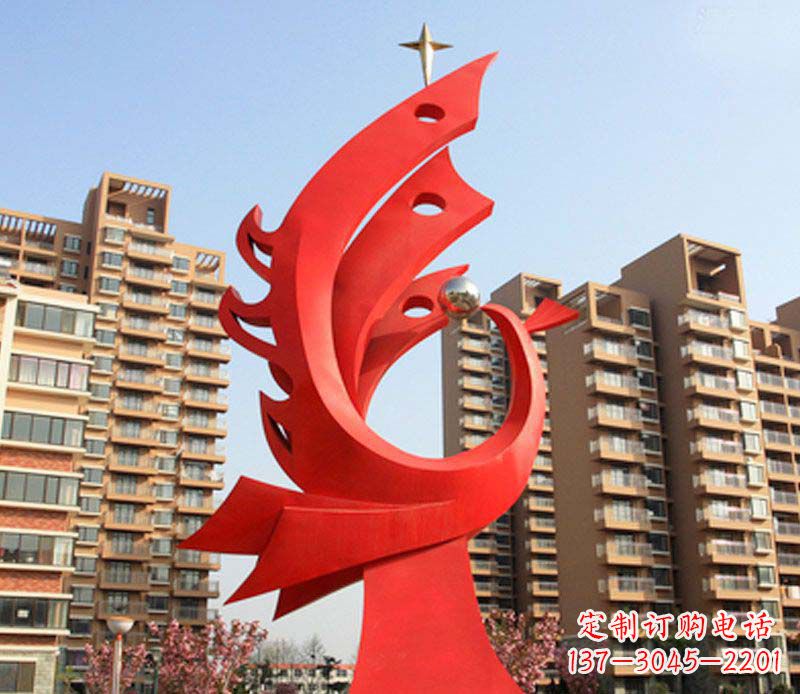 泰州凤凰雕塑不锈钢广场的精美景观