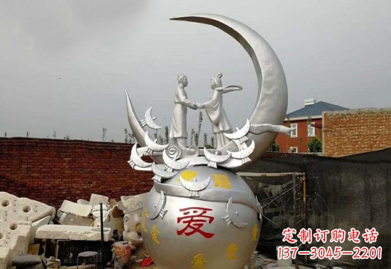 泰州牛郎织女传说的不锈钢雕塑