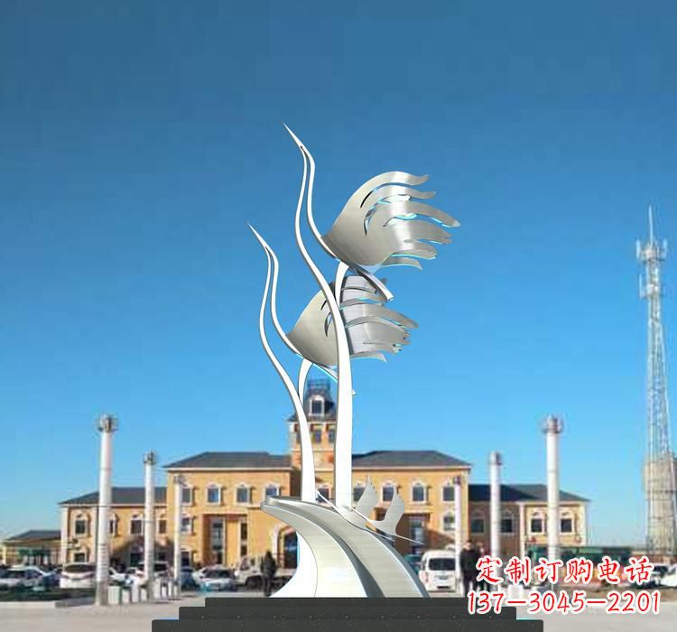泰州静谧优雅不锈钢仙鹤雕塑