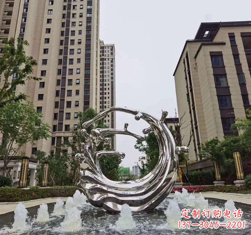 泰州不锈钢海浪喷泉雕塑精美雕刻,灿烂绚烂