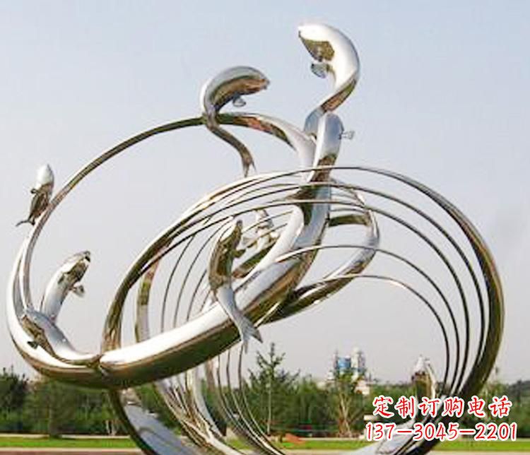 泰州不锈钢海豚雕塑美丽而又神秘