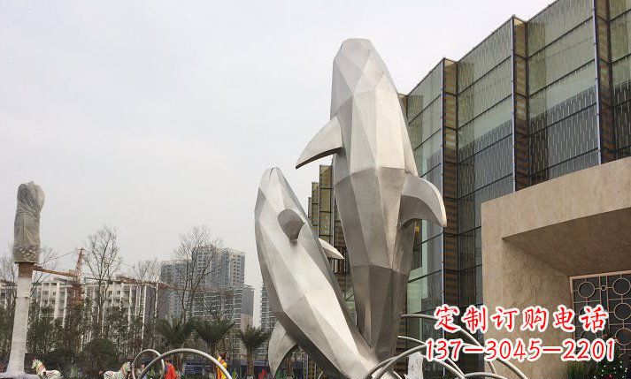 泰州不锈钢海豚喷泉雕塑精美的海洋之美